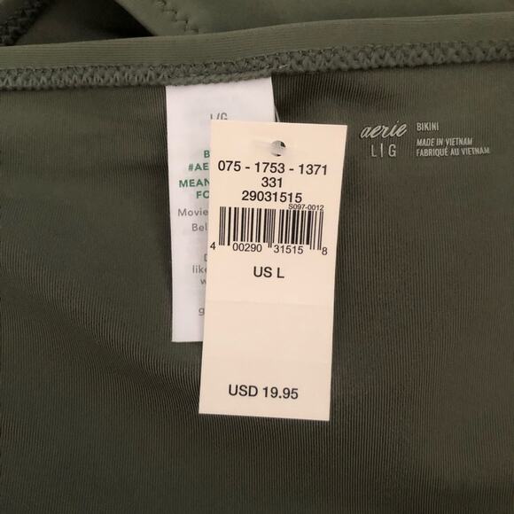 Aerie NWT Sleek Stylish Full Coverage Camouflage Green Shade Bikini Bottom Large - Picture 8 of 10